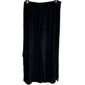 Chico's Travelers Womens Wide Leg Cropped Cargo Pants Size 3 XL Black No Wrinkle